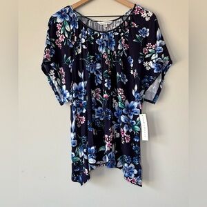 NWT Counterparts Top Blue Floral Top